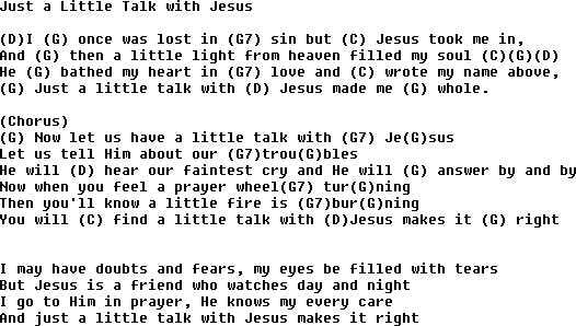 Bluegrass songs with chords - Just A Little Talk With Jesus